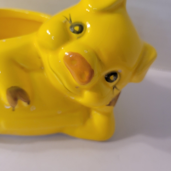 Adorable Vintage Yellow Pig Dish, Planter 😍 D4 - Picture 8 of 8